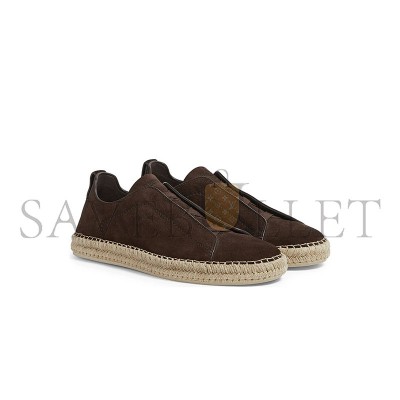 ZEGNA TRIPLE STITCH ESPADRILLE SLIP-ON SNEAKER 